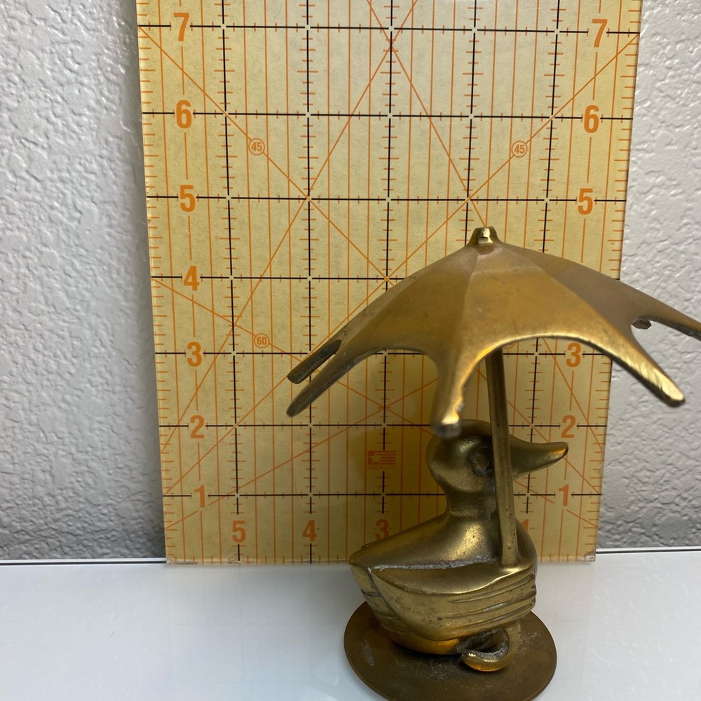 Vintage Duck with Umbrella Brass Figurine Made in India - Picture 16 of 16